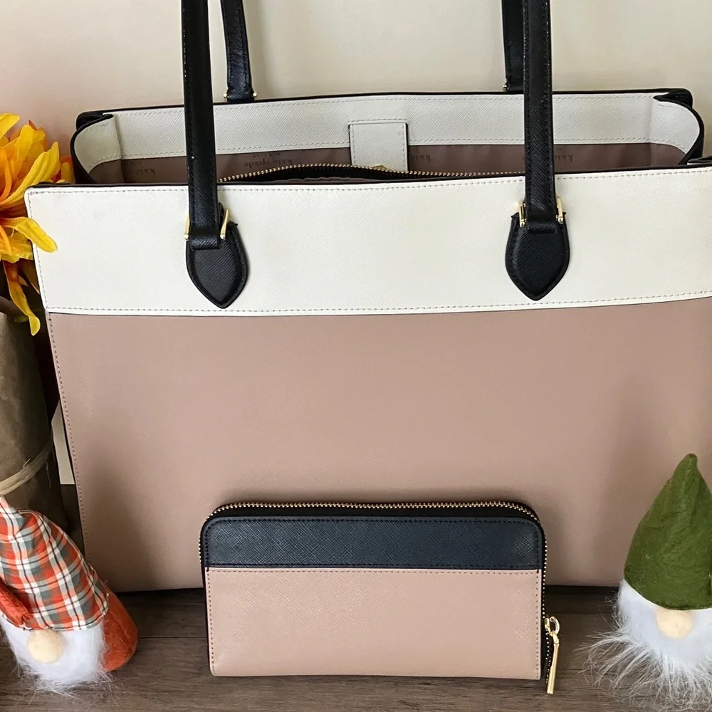 Kate Spade Black and Tan Tote Bag Set ( authentic bag and wallet ) - Picture 4 of 16